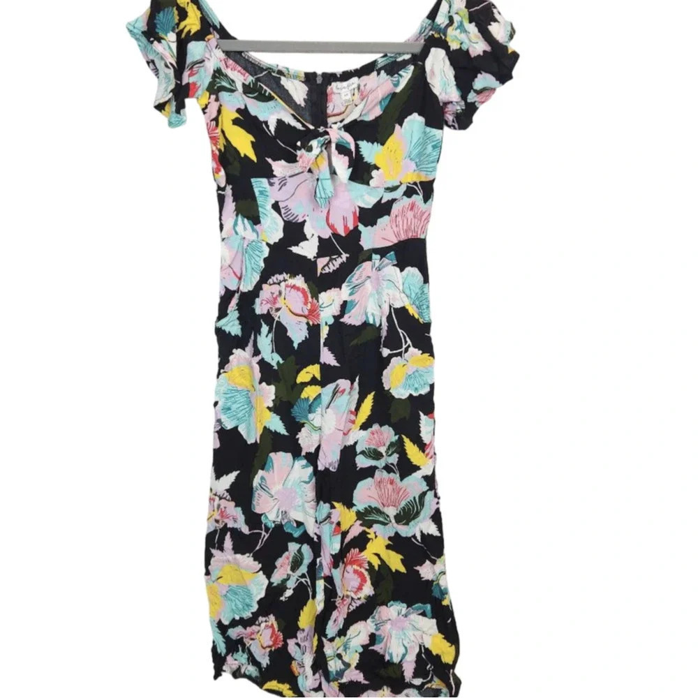Love Fire Women Black Floral Print Jumpsuit Small NWT